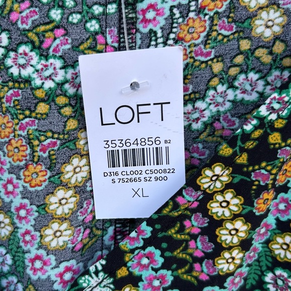 LOFT Dress Midi Floral Boho Romantic Cottagecore Prairie Green size XL NWT - Picture 4 of 7